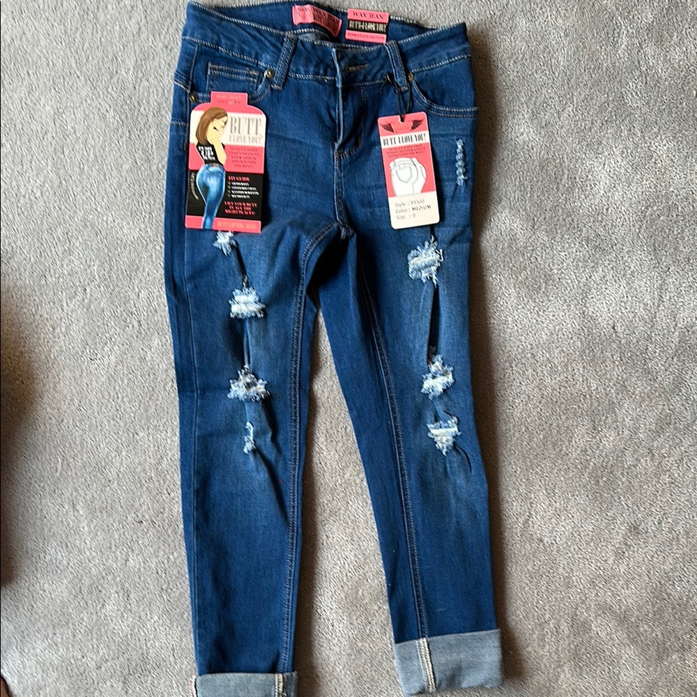 Wax Jean Dark Blue Distressed Skinny Jeans